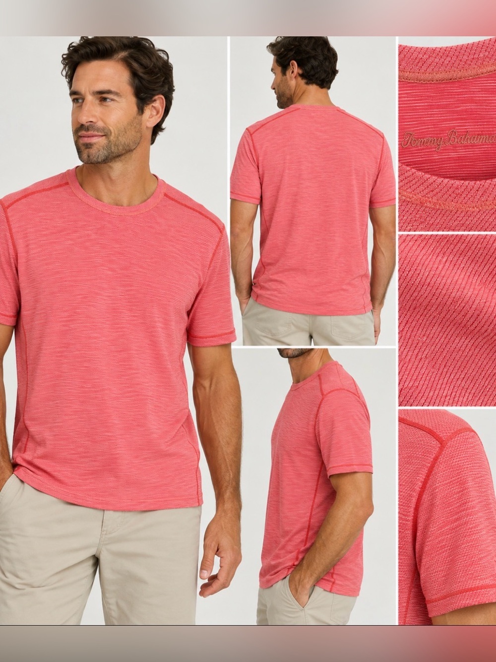 Tommy Bahama Men’s Performance Short Sleeve Crewneck Tee - Coral Pink, Size L